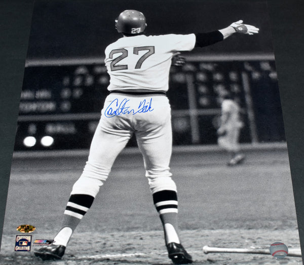 CARLTON FISK AUTOGRAPHED BOSTON RED SOX STAY FAIR 16x20 PHOTO COA