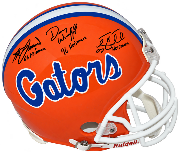 TIM TEBOW STEVE SPURRIER DANNY WUERFFEL SIGNED FLORIDA GATORS PROLINE HELMET