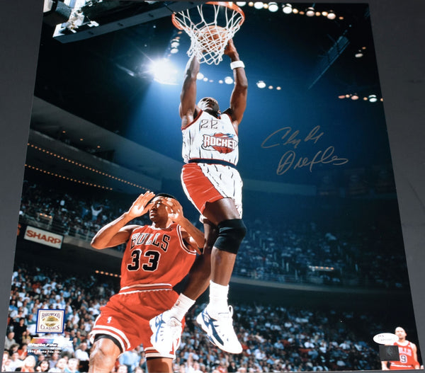 CLYDE DREXLER AUTOGRAPHED SIGNED HOUSTON ROCKETS 16x20 PHOTO JSA