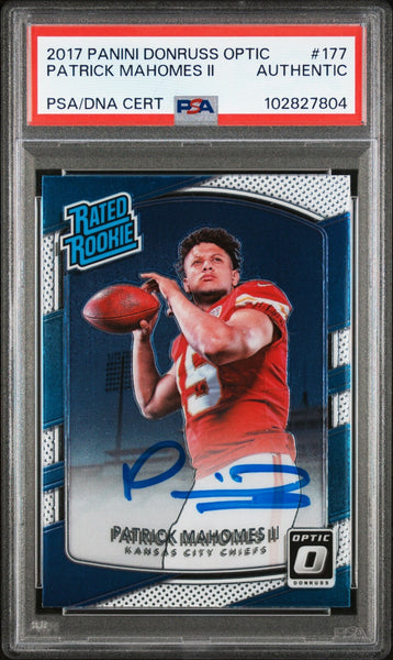 PATRICK MAHOMES SIGNED 2017 PANINI DONRUSS OPTIC RATED ROOKIE RC AUTO PSA AUTH