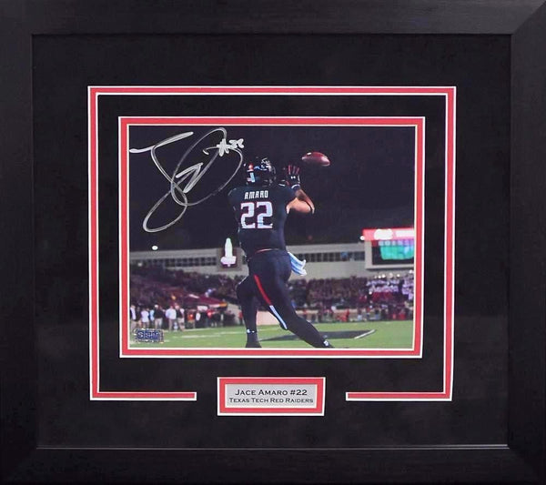 JACE AMARO SIGNED TEXAS TECH RED RAIDERS 8x10 FRAMED PHOTO COA