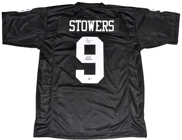 ELI STOWERS SIGNED VANDERBILT COMMODORES #9 BLACK JERSEY W/ 2025 JOHN MACKEY