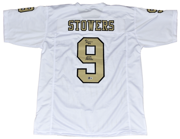 ELI STOWERS SIGNED VANDERBILT COMMODORES #9 WHITE JERSEY W/ 2025 JOHN MACKEY