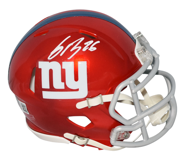 SAQUON BARKLEY SIGNED NEW YORK GIANTS FLASH SPEED MINI HELMET BECKETT