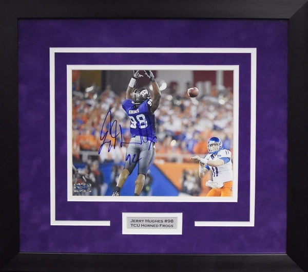 JERRY HUGHES AUTOGRAPHED TCU HORNED FROGS 8x10 FRAMED PHOTO COA