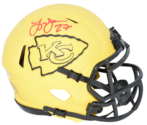 LARRY JOHNSON AUTOGRAPHED KANSAS CITY CHIEFS RAVE SPEED MINI HELMET JSA