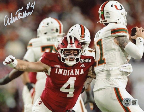 AIDEN FISHER AUTOGRAPHED INDIANA HOOSIERS VS MIAMI 8x10 PHOTO BECKETT