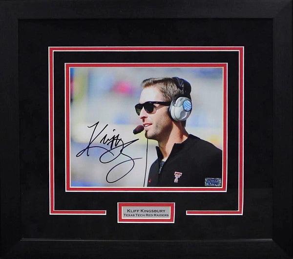 KLIFF KINGSBURY SIGNED TEXAS TECH RED RAIDERS 8x10 FRAMED PHOTO COA