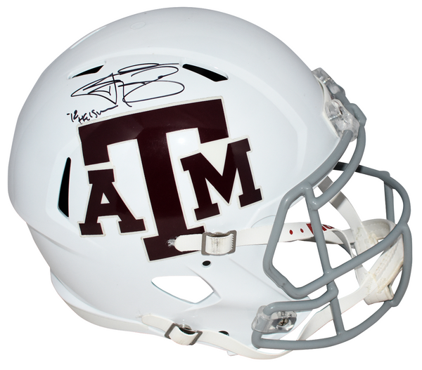 JOHNNY MANZIEL SIGNED TEXAS A&M AGGIES WHITE FULL SIZE SPEED HELMET + 12 HEISMAN