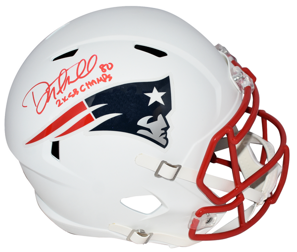 DANNY AMENDOLA SIGNED NEW ENGLAND PATRIOTS WHITE FULL SIZE HELMET + 2X SB CHAMPS