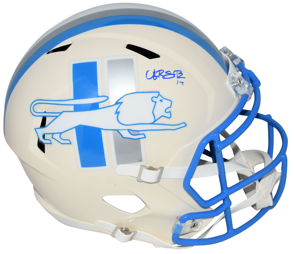 AMON-RA ST BROWN SIGNED DETROIT LIONS RETRO FULL SIZE SPEED HELMET BECKETT