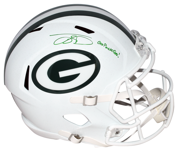 JAYDEN REED SIGNED GREEN BAY PACKERS WHITE FULL SIZE SPEED HELMET W/ GO PACK GO