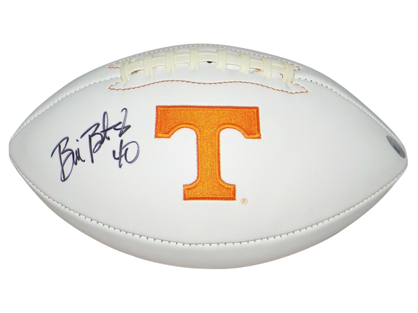 BILL BATES AUTOGRAPHED SIGNED TENNESSEE VOLUNTEERS WHITE LOGO FOOTBALL TRISTAR