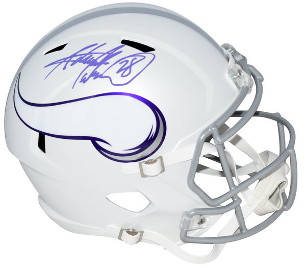 ADRIAN PETERSON SIGNED MINNESOTA VIKINGS WHITE FULL SIZE SPEED HELMET BECKETT