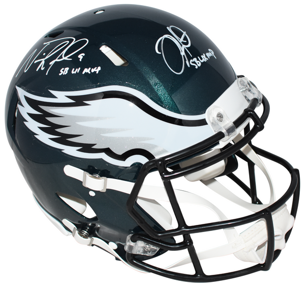 JALEN HURTS NICK FOLES SIGNED PHILADELPHIA EAGLES SB MVP AUTHENTIC SPEED HELMET
