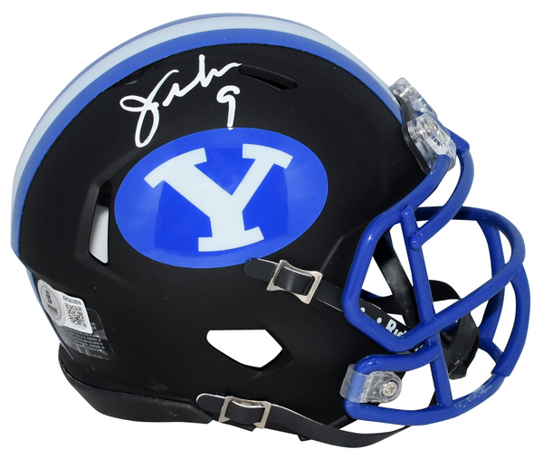 JIM McMAHON AUTOGRAPHED BYU COUGARS BLACK SPEED MINI HELMET BECKETT