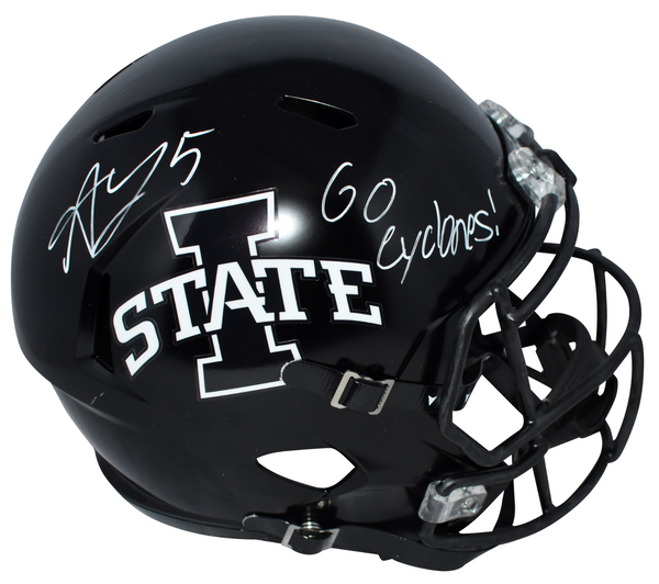 ALLEN LAZARD SIGNED IOWA STATE CYCLONES BLACK FULL SIZE SPEED HELMET BECKETT