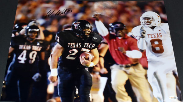 WES WELKER SIGNED TEXAS TECH RED RAIDERS VS LONGHORNS 16x20 PHOTO JSA