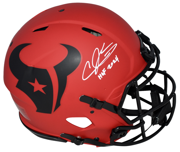 ANDRE JOHNSON SIGNED HOUSTON TEXANS RAVE AUTHENTIC SPEED HELMET W/ HOF 2024