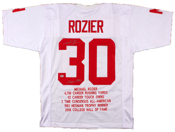 MIKE ROZIER AUTOGRAPHED NEBRASKA CORNHUSKERS #30 WHITE STAT JERSEY BECKETT