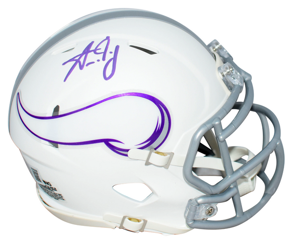 AARON JONES SIGNED MINNESOTA VIKINGS 2024 WHITE SPEED MINI HELMET BECKETT