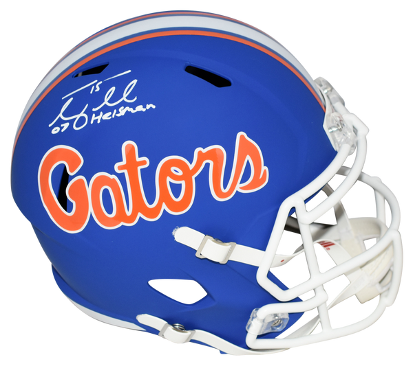 TIM TEBOW AUTOGRAPHED FLORIDA GATORS BLUE FULL SIZE SPEED HELMET W/ 07 HEISMAN