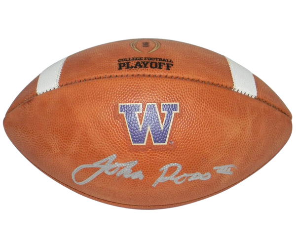 JOHN ROSS SIGNED AUTOGRAPHED WASHINGTON HUSKIES WILSON NCAA PLAYOFF FOOTBALL JSA