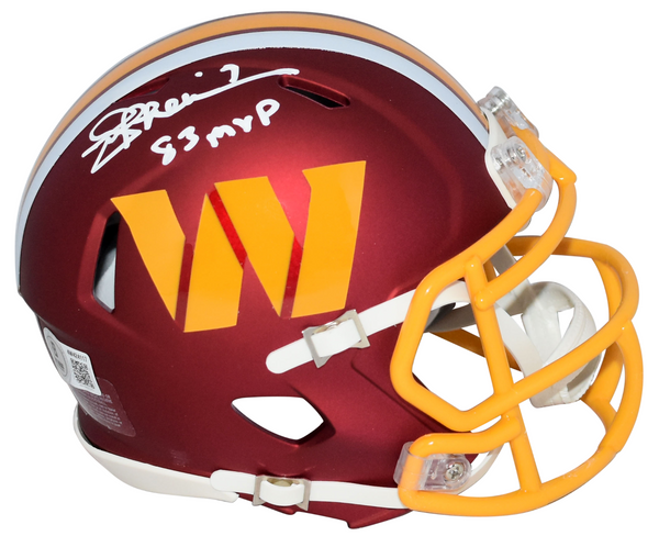JOE THEISMANN SIGNED WASHINGTON COMMANDERS SPEED MINI HELMET W/ 83 MVP