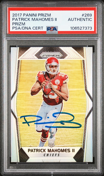 PATRICK MAHOMES SIGNED 2017 PANINI PRIZM ROOKIE RC #269 AUTO PSA AUTHENTIC