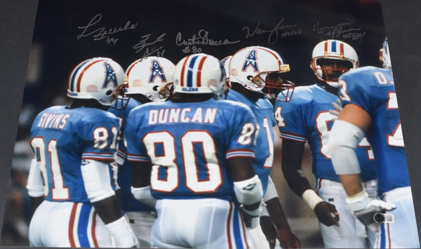 WARREN MOON JEFFIRES GIVINS DUNCAN SIGNED HOUSTON OILERS RUN & SHOOT 16x20 PHOTO