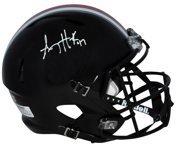 AJ HAWK AUTOGRAPHED OHIO STATE BUCKEYES BLACK FULL SIZE SPEED HELMET BECKETT