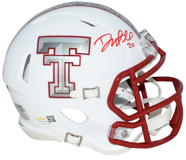 DANNY AMENDOLA SIGNED TEXAS TECH RED RAIDERS GALVANICED SPEED MINI HELMET JSA
