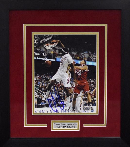 CHRIS SINGLETON SIGNED FLORIDA STATE SEMINOLES FRAMED 8x10 PHOTO COA