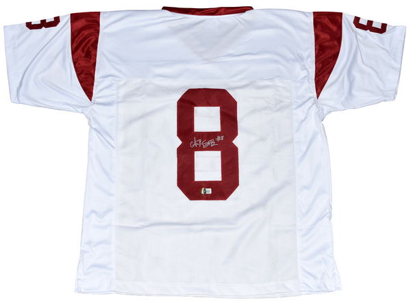 AMON-RA ST BROWN SIGNED AUTOGRAPHED USC TROJANS #8 WHITE JERSEY BECKETT