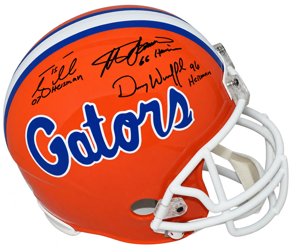 TIM TEBOW STEVE SPURRIER DANNY WUERFFEL SIGNED FLORIDA GATORS FULL SIZE HELMET