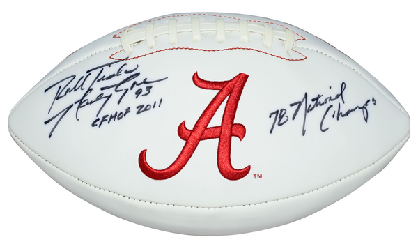MARTY LYONS AUTOGRAPHED ALABAMA CRIMSON TIDE WHITE LOGO FOOTBALL W/ 78 CHAMPS