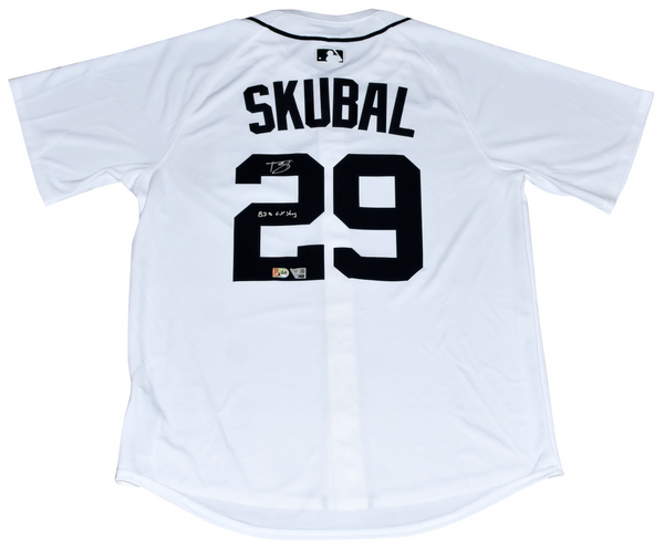 TARIK SKUBAL SIGNED DETROIT TIGERS #29 NIKE LIMITED JERSEY W/ B2B CY YOUNG