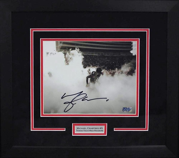 MICHAEL CRABTREE SIGNED TEXAS TECH RED RAIDERS 8x10 FRAMED PHOTO COA