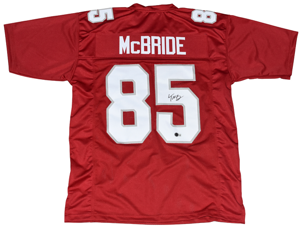 TREY McBRIDE AUTOGRAPHED SIGNED ARIZONA CARDINALS #85 RED JERSEY BECKETT