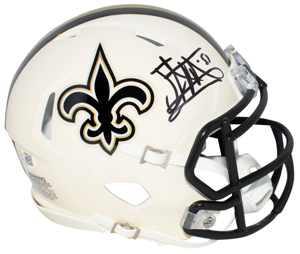 JONATHAN VILMA SIGNED NEW ORLEANS SAINTS RETRO SPEED MINI HELMET JSA