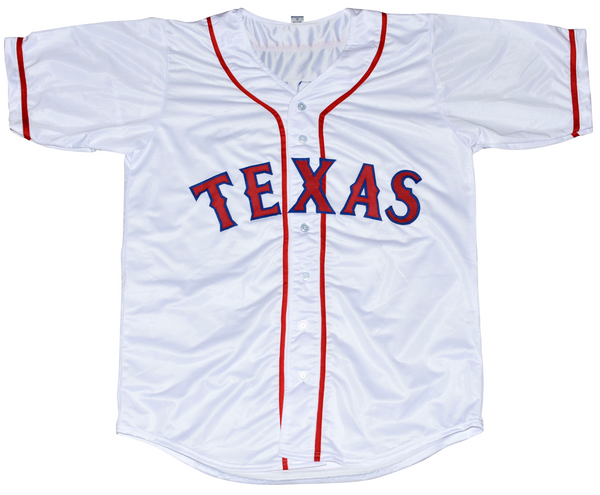 IVAN PUDGE RODRIGUEZ AUTOGRAPHED TEXAS RANGERS #7 WHITE JERSEY W/ HOF 17