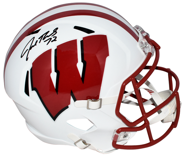 JOE THOMAS AUTOGRAPHED WISCONSIN BADGERS FULL SIZE SPEED HELMET JSA