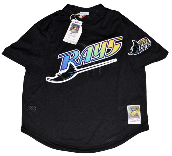 WADE BOGGS SIGNED TAMPA BAY RAYS #12 BLACK MITCHELL & NESS JERSEY W/ HOF 05