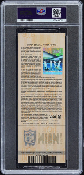 PATRICK MAHOMES SIGNED SUPER BOWL LIV 54 GOLD TICKET CHIEFS 49ERS PSA 9 AUTO