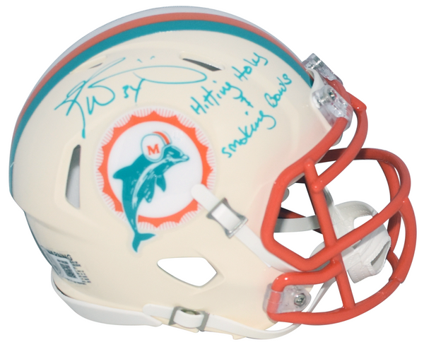RICKY WILLIAMS SIGNED MIAMI DOLPHINS RETRO SPEED MINI HELMET W/ SMOKING BOWLS