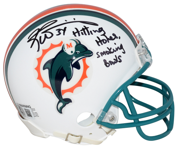 RICKY WILLIAMS SIGNED MIAMI DOLPHINS MINI HELMET W/ HITTING HOLES SMOKING BOWLS