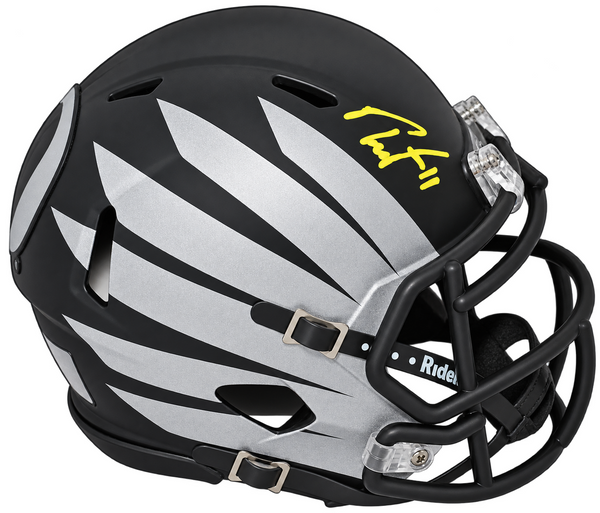 TROY FRANKLIN SIGNED OREGON DUCKS BLACK WINGS SPEED MINI HELMET BECKETT