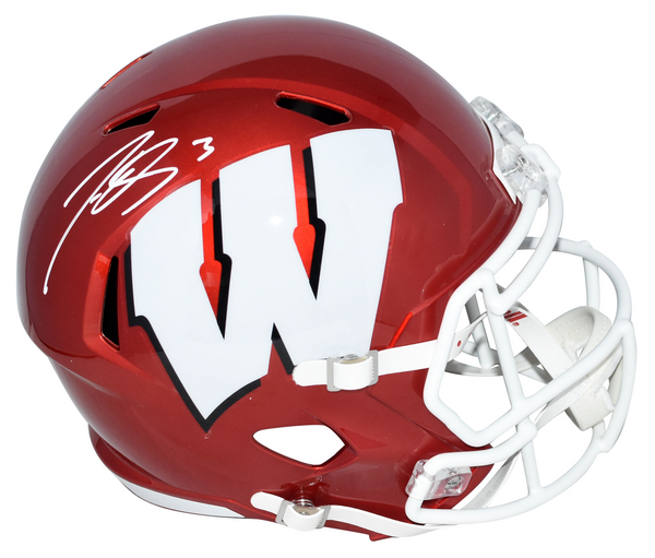 LEE EVANS AUTOGRAPHED WISCONSIN BADGERS FLASH FULL SIZE SPEED HELMET BECKETT