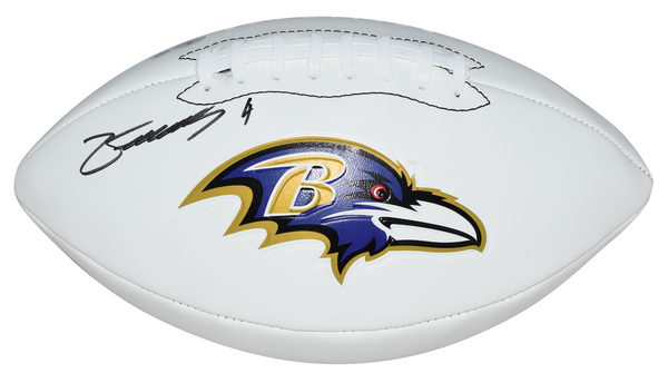 ZAY FLOWERS AUTOGRAPHED BALTIMORE RAVENS WHITE LOGO FOOTBALL BECKETT