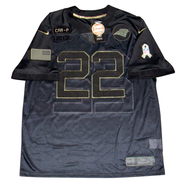 CHRISTIAN McCAFFREY SIGNED CAROLINA PANTHERS SALUTE TO SERVICE NIKE JERSEY BAS